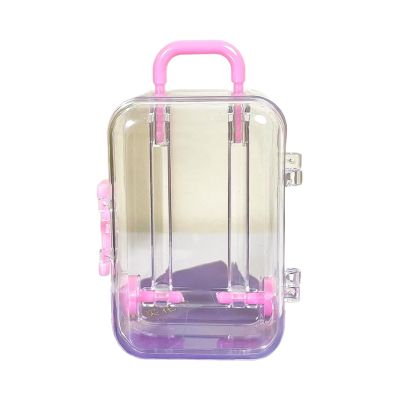 XUYUH Trolley Case Plastic Ature Suitcase Dolls Accessories Trunk Toy Small Purse Handbag Luggage Storage Box Dollhouse Decoration, 5x3.8x7.5cm, Rosy