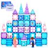 Diamond Magnetic Tiles Set 145PCS with Magnetic Doodle Kit, 3D Blocks Magnet Toys for Girls 3 4-7,8-12, Stem Toys Princess Castle Include 2 Stairs 2 Dolls Decals Stickers,3 4 5 6 7 8+ Girls Xmas Gift view 1