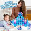 Diamond Magnetic Tiles Set 145PCS with Magnetic Doodle Kit, 3D Blocks Magnet Toys for Girls 3 4-7,8-12, Stem Toys Princess Castle Include 2 Stairs 2 Dolls Decals Stickers,3 4 5 6 7 8+ Girls Xmas Gift view 2
