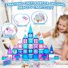 Diamond Magnetic Tiles Set 145PCS with Magnetic Doodle Kit, 3D Blocks Magnet Toys for Girls 3 4-7,8-12, Stem Toys Princess Castle Include 2 Stairs 2 Dolls Decals Stickers,3 4 5 6 7 8+ Girls Xmas Gift view 3