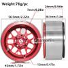 Chanjorlin 1.9 RC Crawler Beadlock Wheels Rims Aluminum Alloy 12mm Hex 1/10 Mud Slingers Hubs for 1:10 Rock Car Axial SCX10 Tamiya CC01 D90 RR10 RC4WD Gen8 Traxxas TRX4 1.9" Tires 4PCS (Red) view 2