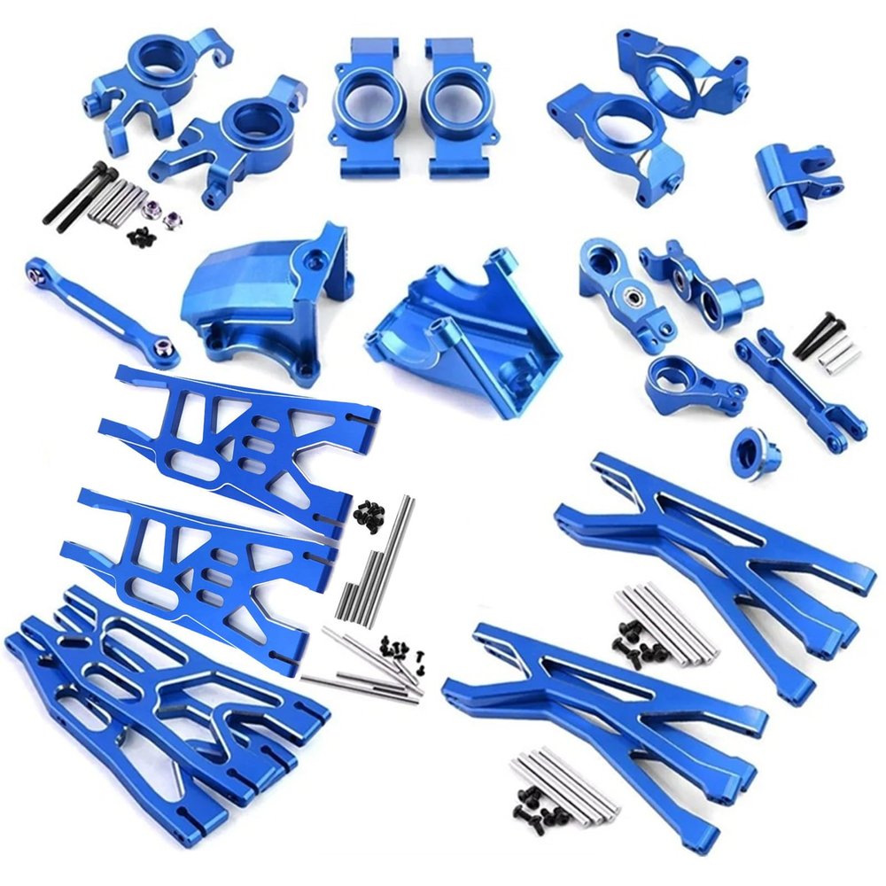 Dantenron Full Set Kit Upgrade Parts for 1/5 RC Truck Car Traxxas X-Maxx 6S 8S Steering Group,Rear Axle Mount,Swing Arm Gearbox Shell,Caster Block,Steering Cup,Servo Base (Blue)