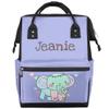 Foerrkelg Custom Baby Diaper Bags Backpack for Mom Mother,Personalized Name Cute Elephant Maternity Nappy Bag with Stroller Strap,Waterproof for Travel,11*7*15.7,Purple view 1
