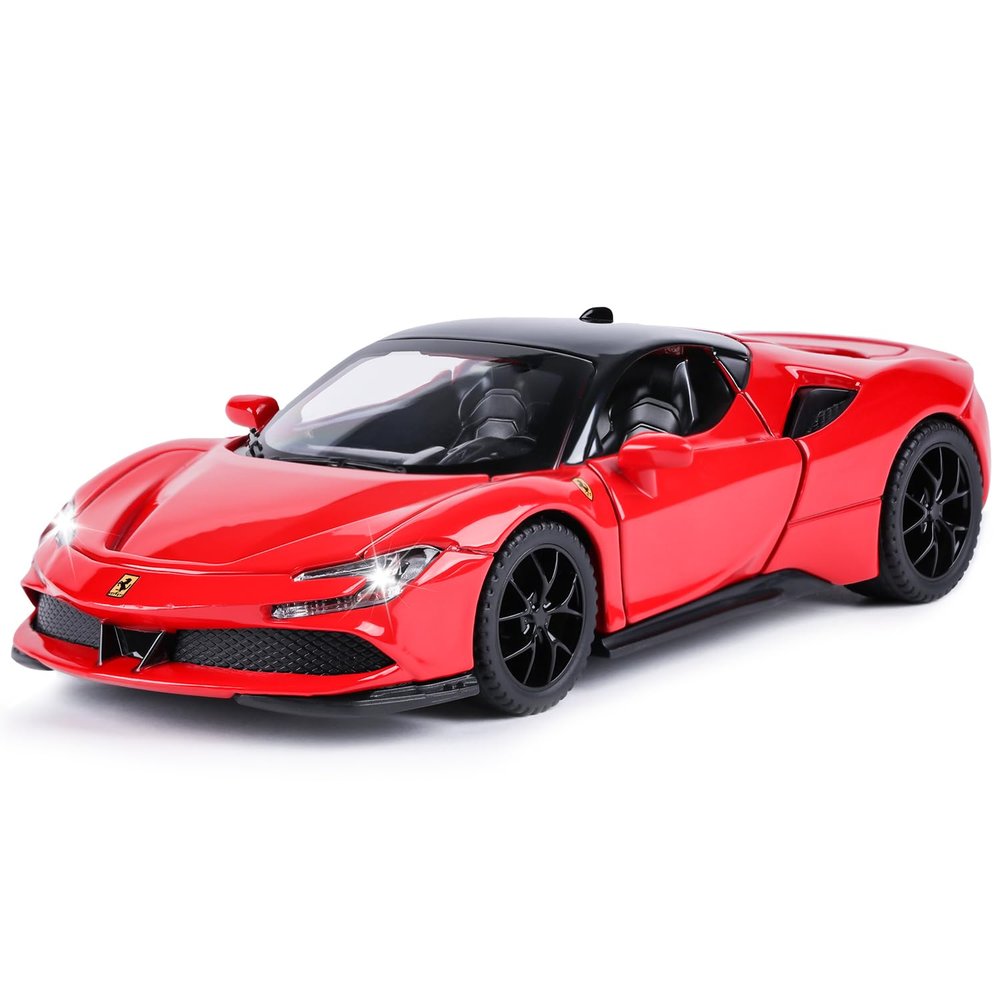 Toy Cars Model for Kids 1:32 Diecast Metal Toy Cars, Pull Back Car with Light and Music SF90 Toy Car Collectible Model Cars for Boys Age 3 + Year Old