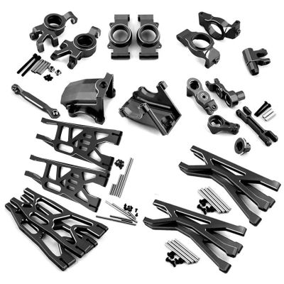 Dantenron Full Set Kit Upgrade Parts for 1/5 RC Truck Car Traxxas X-Maxx 6S 8S Steering Group,Rear Axle Mount,Swing Arm Gearbox Shell,Caster Block,Steering Cup,Servo Base (Black)