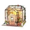 DIY Book Nook Kit, DIY Dollhouse Miniature House Booknook Bookshelf Insert Decor Alley, Bookends Model Build-Creativity Kit with LED Light and Dust Cover(Jenny Greenhouse) (Jenny Greenhouse) view 3