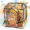 DIY Book Nook Kit, DIY Dollhouse Miniature House Booknook Bookshelf Insert Decor Alley, Bookends Model Build-Creativity Kit with LED Light and Dust Cover(Jenny Greenhouse) (Jenny Greenhouse) view 4