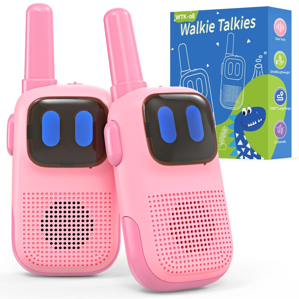 Holiky Toys for 3-12 Year Old Boys Girls, Walkie Talkies for Kids 2 Channels 2 Way Radio Toy, Pink, WTK08