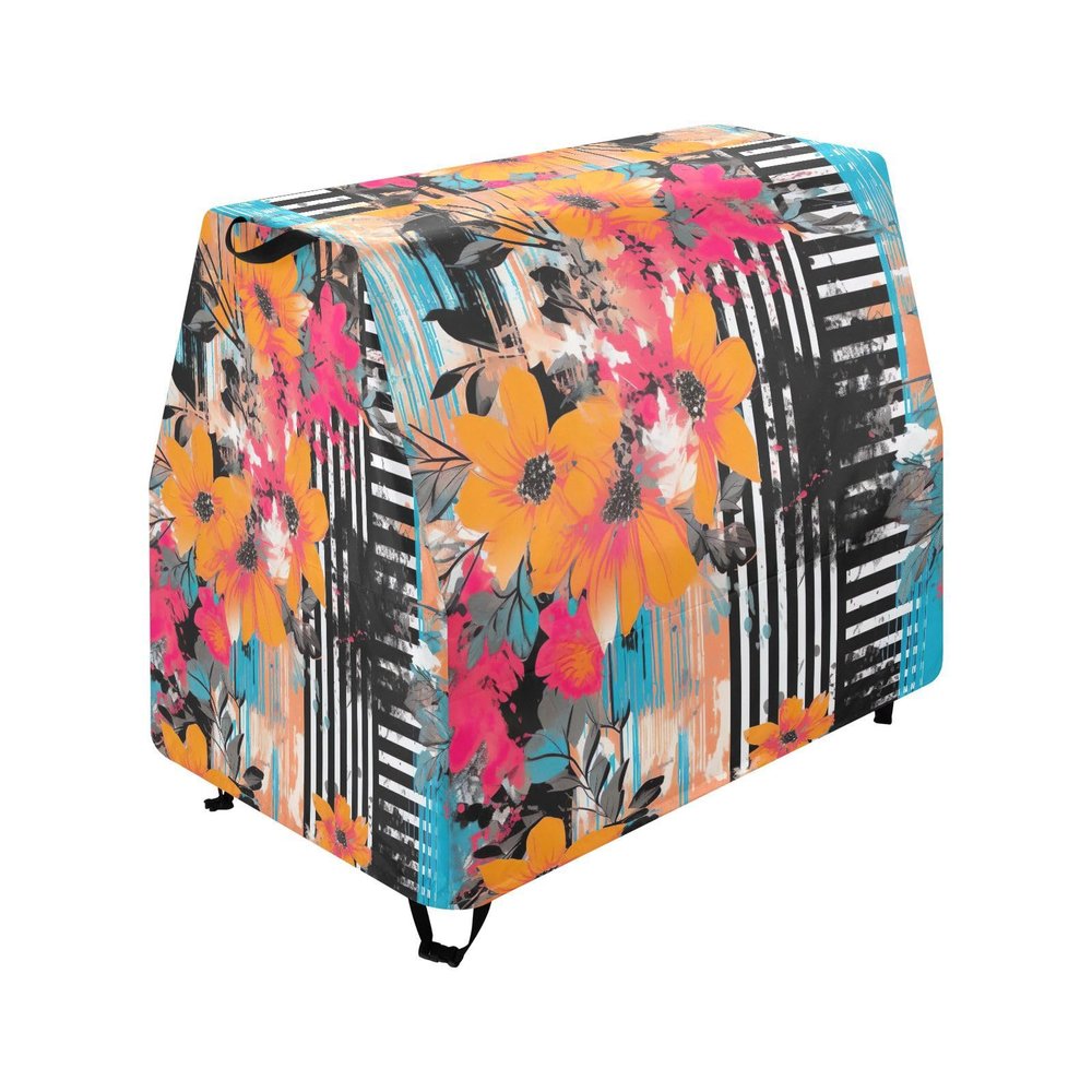 Wajiw Floral Stripes Water Table Cover for Step2 Rain Showers Splash Pond Water Table Waterproof Anti-UV Dust Proof Outdoor Toys Cover-Cover only