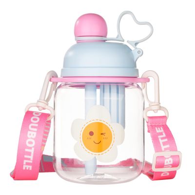 27oz Toddler Water Bottle, Tritan Sports Water Bottle with Straw, Plastic Water Bottle with Soft Strap, Kids Water Bottle for School, Includes Fruit Infuser Strainer, Leak-Proof, BPA Free, Blue