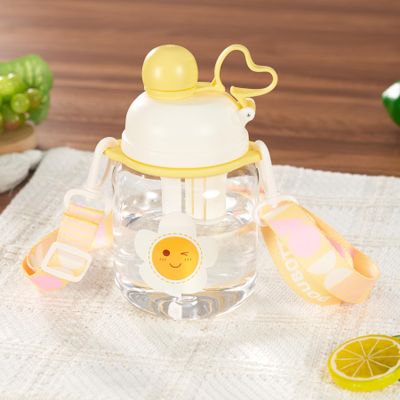 27oz Toddler Water Bottle, Tritan Sports Water Bottle with Straw, Plastic Water Bottle with Soft Strap, Kids Water Bottle for School, Includes Fruit Infuser Strainer, Leak-Proof, BPA Free, Yellow