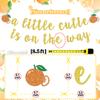 A Little Cutie is on the Way Banner, Little Cutie Baby Shower, Orange Theme First Birthday/Anniversary Party Decorations Supplies, Gold Glitter view 2