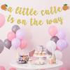 A Little Cutie is on the Way Banner, Little Cutie Baby Shower, Orange Theme First Birthday/Anniversary Party Decorations Supplies, Gold Glitter view 3
