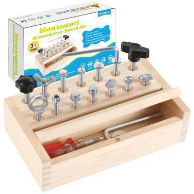 INIFEIDALA Kids Tool Set,Montessori Toys for 3 4 5 Year Old,Montessori Screwdriver Board Set,Sensory Preschool Learning for Toddler Travel,Fine Motor Skills - STEM Toys