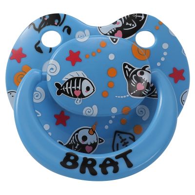 Adult Sized Soft Silicone Pacifier: Large Shield Cute Paci Shark Design - Butterfly Shaped Binky for Anxiety Blue