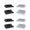 8 Pack Display Case for Minifigure Action Figures Blocks, Clear Acrylic Minifigure Display Case Box Storage with 3 Movable Steps (4Black+4Gray) view 1