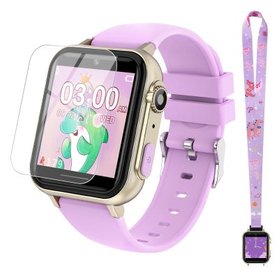 cjc Smart Watch for Kids Gift for Girls Ages 4-12 - Includes Screen Protector, 30+ Games, 140 Learning Cards, HD Touch Screen, Camera, Music, Pedometer - Fun & Educational Birthday Gift Idea (Purple)