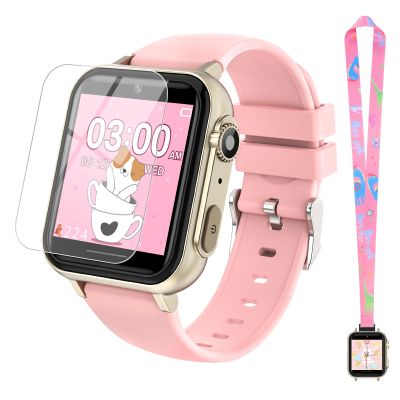 cjc Smart Watch for Kids Gift for Girls Ages 4-12 - Includes Screen Protector, 30+ Games, 140 Learning Cards, HD Touch Screen, Camera, Music, Pedometer - Fun & Educational Birthday Gift Idea (Pink)
