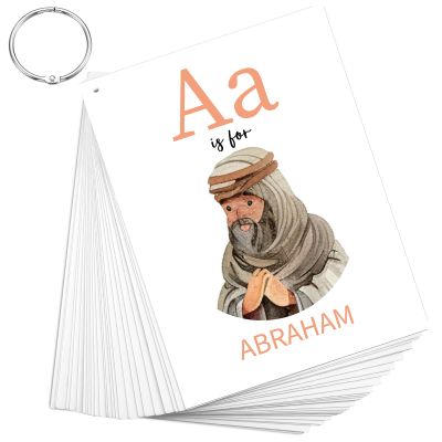 Skyygemm 26 Pcs Bible ABC Flash Cards Christian Bible Verse Alphabet Cards KJV Version Religious Scripture Memory with Stainless Steel Ring for Preschool Sunday School Toys Basket Suffers