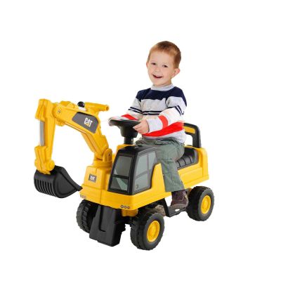 GLACER Push Car, Licensed Caterpillar Ride On Excavator for Toddlers w/Rotatable Digging Bucket, Realistic Drivers Cab, Horn, Hidden Storage Space, Anti-Slip Wheels, Toddler Construction Truck