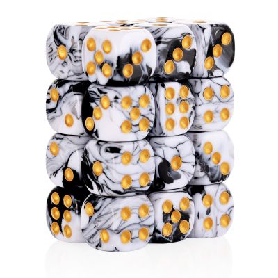24 of Pack 16MM 6 Sided Dice Set,Two Colours D6 Game Dice Set, 6 Sided Standard Dices for Yahtzee, Bunco or Teaching Math,with Portable Dice Pouch(Black and White)