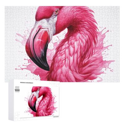 1000 PCS Jigsaw Puzzle for Adults Personalized Picture Puzzle Dark Peach Flamingo Customized Wooden Puzzle for Family, Birthday, Wedding, Game Nights Gifts, 20.4"x15"