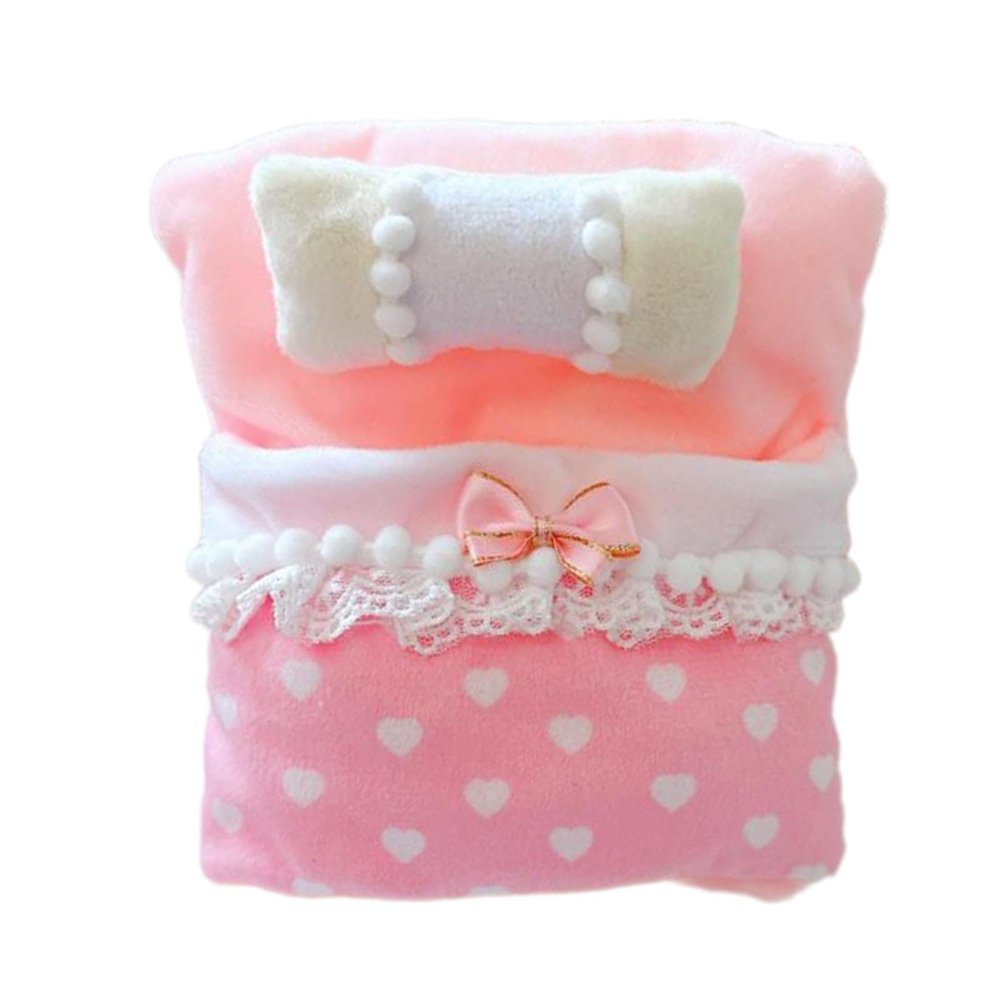 Almencla 3 Pieces Doll Bedding Accessories Bedsheet and Pillow Baby Doll Blankets for 17cm Dolls, Pink