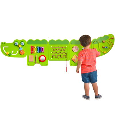 Spark & Wow Crocodile Activity Wall Panels | Light Green | Ages 18m+ | Montessori Sensory Wall Toy | 9 Activities| Busy Board Toys for Toddlers