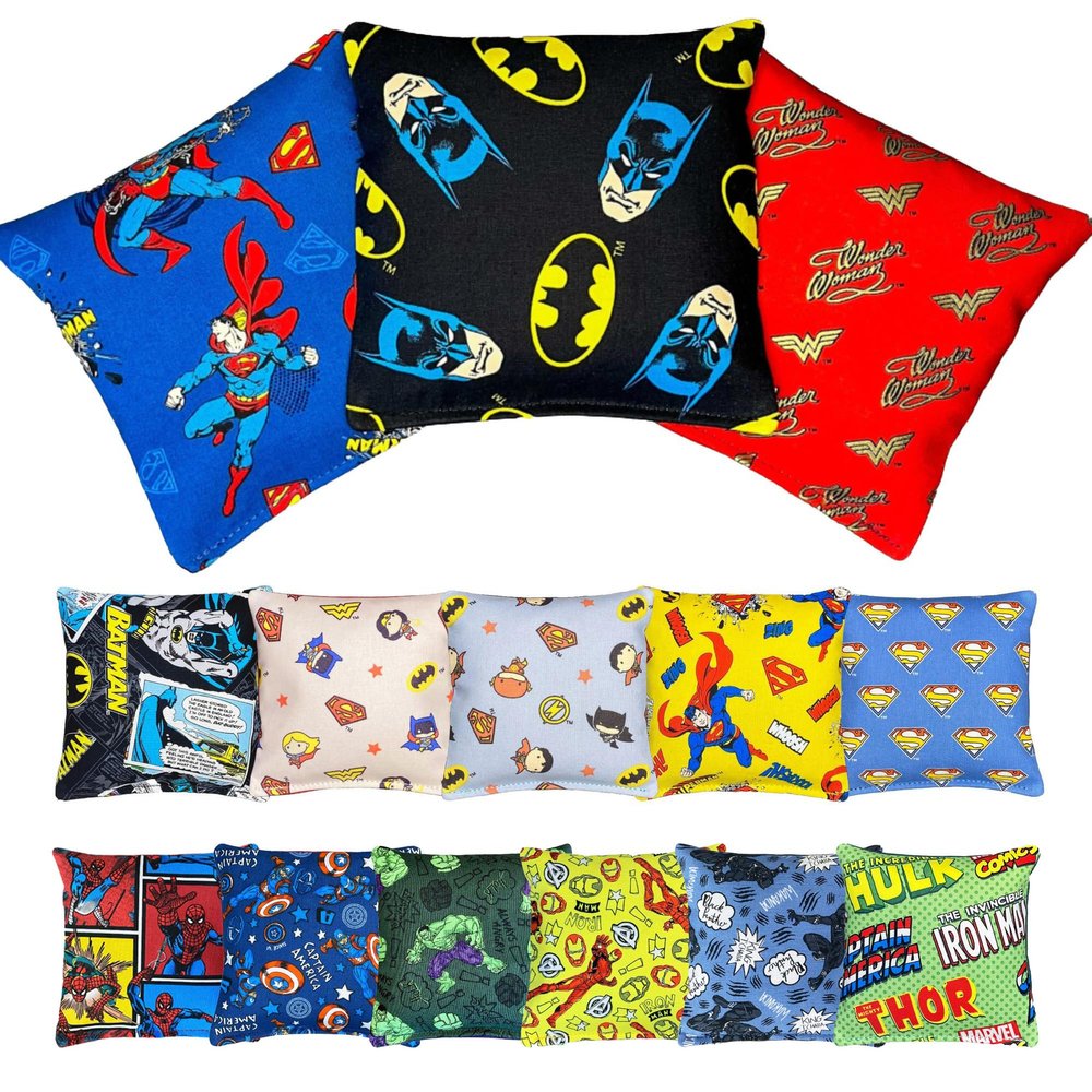 Comic Book Superhero Cornhole Bags (4 Pack) (WW Blue)