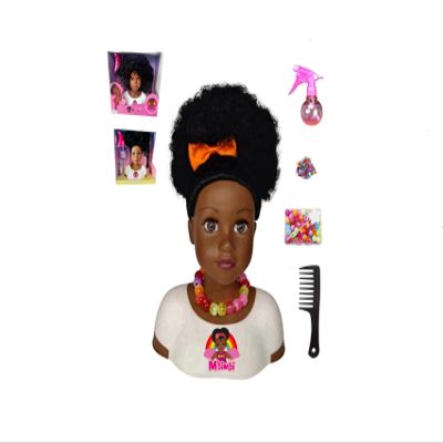 Black African Brown Styling Head Dolls with Curly Afro Hair and 5 Accessories, for Kids, Kids Toys for Ages 3 Up (Msimbi 01, 11 inch)