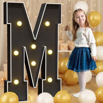 Dasgina Marquee Light up Number Sign Black Marquee Letters with LED Lights Giant Mosaic Frame Letter for 18th Birthday Party Foam Board DIY Anniversary Decorations(Letter M,100cm/3FT)