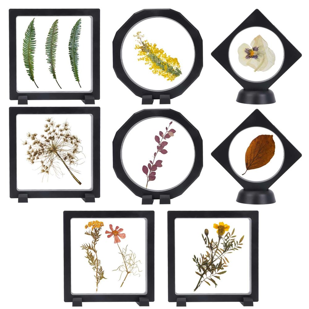 Tefola 8 Floating Display Box, Collectibles Display Case, 3D Floating Frame, Clear Plastic Items with Stands Floating Frame Display for Medals, Jewellery, Souvenirs