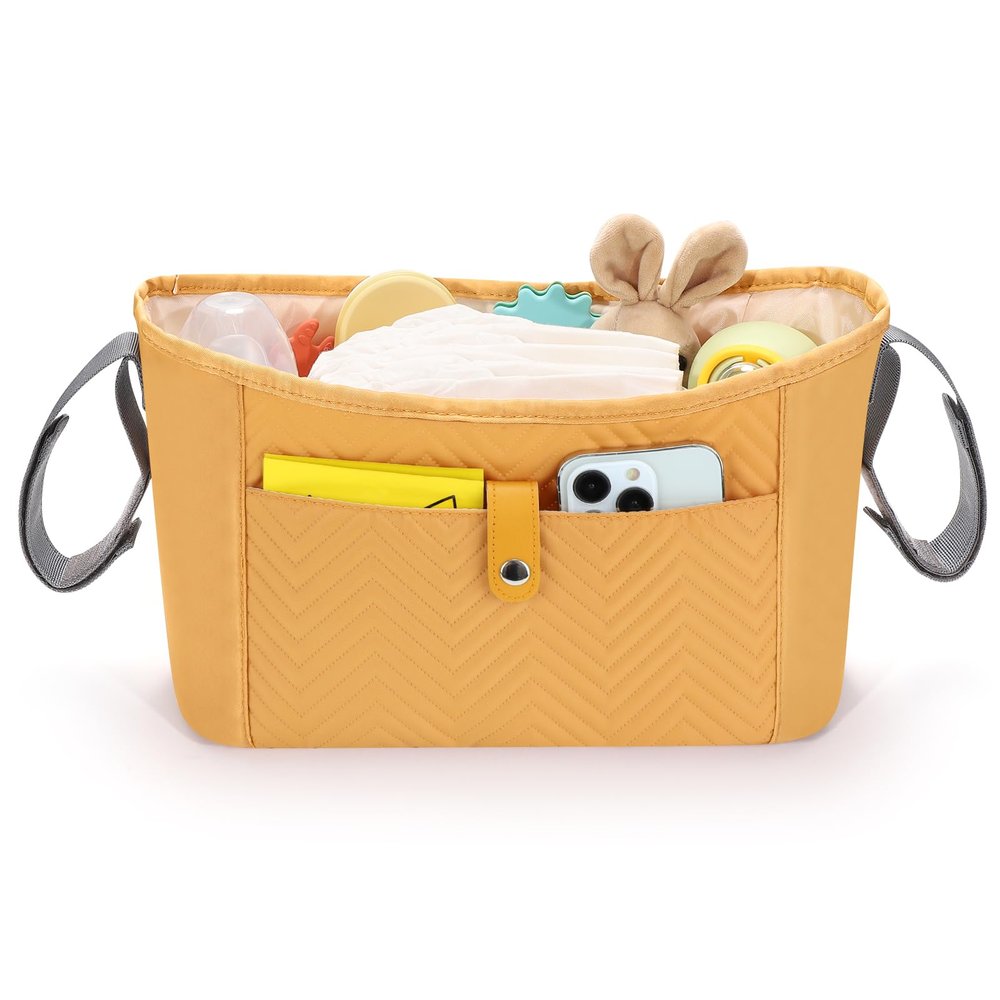 Accmor Universal Stroller Organizer, Stroller Bag Stroller Caddy Organizer, Stroller Accessories Fits for Uppababy, Baby Jogger, Nuna, Doona, Britax Strollers, Brown