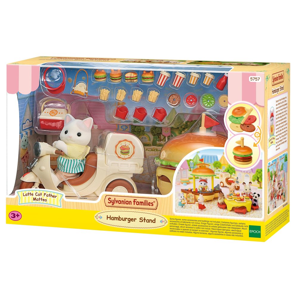 Sylvanian Families - Hamburger Stand - Set of 20 Accessories and 1 Figure - Immerse yourself in the imaginary world of the Sylvanian Family - Doll Houses and Toys for Children 3 years and older - 5757