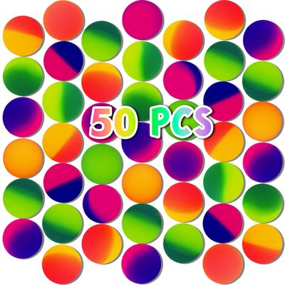 Whkvnng 50Pcs 32mm Bouncy Balls for Kids,Rubber High Bouncy Balls,Bright Assorted Multicolor Bouncing Balls for Boys Girls,Kids Party Favors Gifts,School Carnival Prizes