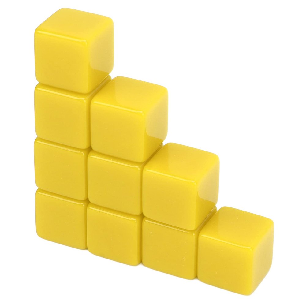 Alomejor DIY 6 Sided Dice Set Write On Cubes for Math Teaching, 30 Pcs, Home Learning (Yellow)
