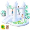 AONESY White Bounce House, Inflatable Bounce House with Ball Pit & Slide, Kids Indoor Bounce House Portable Fun House Outdoor Bounce House with Blower for Birthday Party, Wedding Decor view 1