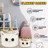 Hkojewp Small Storage Cute White Cat Cotton Rope Woven Basket for Nursery, Blanket Basket Organizer With Ears Toy Storage Bin Box 8.54.5 inches view 4