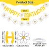 2Pcs Daisy Happy Birthday Banner Daisy Garland for Decoration Daisy Groovy Boho Party Banners Floral Banner Paper Flower Garland Hippie Daisy Birthday Party Decorations Groovy Decor Party Supplies view 2