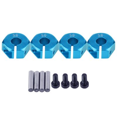 plplaaoo Wheel Hex Hub Adapter,12mm Universal Wheel Hex Drive Hub Adaptor,Easy Installation Aluminium Alloy RC Hub Adapter Extension Conversion for HSP 1/10 Scale RC Car (5.0MM Blue)