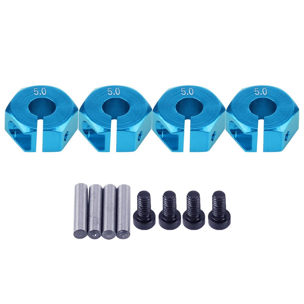 plplaaoo Wheel Hex Hub Adapter,12mm Universal Wheel Hex Drive Hub Adaptor,Easy Installation Aluminium Alloy RC Hub Adapter Extension Conversion for HSP 1/10 Scale RC Car (5.0MM Blue)