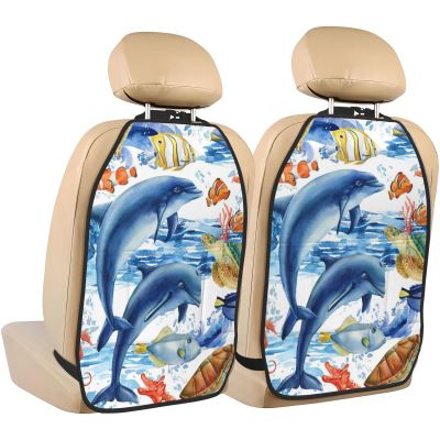 Xiso Ver Car Kick Mats for Kids Back Seat Cover(2 Pk) Seat Back Protector from Scratches and Dirt-Marine Animals