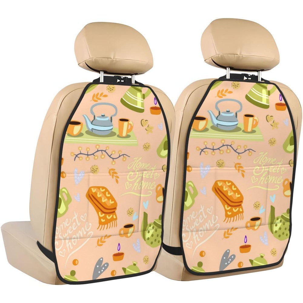 Xiso Ver Car Kick Mats for Kids Back Seat Cover(2 Pk) Seat Back Protector from Scratches and Dirt-Scandinavian Style Hygge