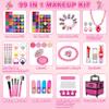 99 Pcs Kids Makeup Kit for Girls, Princess Toys Real Washable Cosmetics Set with Mirror,Rings, Necklace, Perfect for 3 4 5 6 7 8 Year Old Girls Birthday view 2