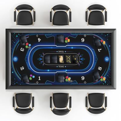 AQQA 70 x 35 Inch Poker Mat, 8-10 Players Texas Hold'em Poker Rubber Mat Poker Topper for Tables, Table Top Mat - Deluxe Playing mat for Casino Night