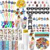 Spakon 283 Pcs Pirate Party Favors Supplies Include Pirate Pendants Bracelets Cup Straw Keychains Rings Eye Masks Mustache Tattoo Stickers Gold Coins Cards for Birthday Party view 1