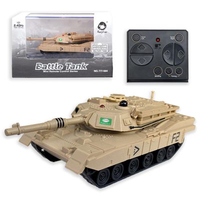 Tsiodot 2.4GHz Mini RC Tank Toy with LED and Rotating Turret. The Ultimate Military Toy for Boys and Girls (Yellow)