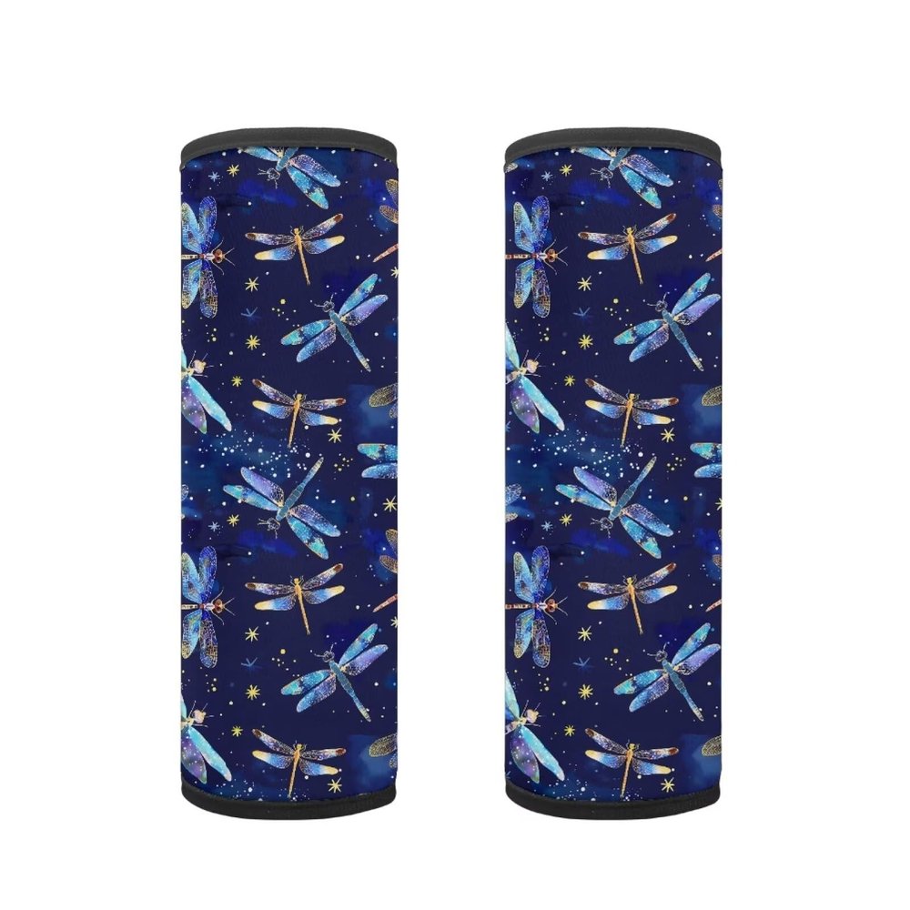 Biyejit Dragonfly Print Car Seat Belt Pillow for Kids Boys Girls, 2Pcs Car Seat Belt Cover Pad Head and Neck Support Backpack School Bag Shoulder Pads