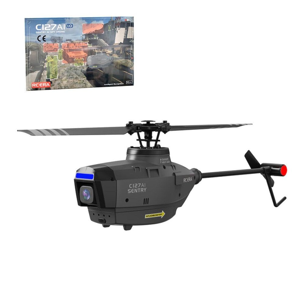 Actualia C127AI Scout Drone RC Helicopter with 1080P Camera, 4CH Remote Control Military Aircraft with 6-Axis Gyro, Optical Flow Positioning (RTF Version)