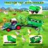 FIIOEOY Remote Control Tractor Toys, RC Tractor Set with Trailer/Farm Animals/Fences/Light, Farm Vehicle Toys for 3-7 Year Old Boys Kids Toddlers Birthday Gifts view 3